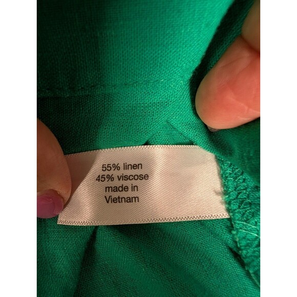 Lane Bryant Womens Top Plus 26/28 Button Up Shirt Linen Blend Kelly Green - Picture 10 of 13